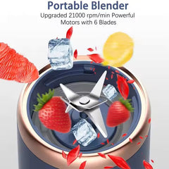 Portable Blender Electric Juicers Fruit Mixers USB Rechargeable Smoothie Mini Personal Juicer 6 Blades 3Gears With 1500 Mah Rechargeable Battery-Smoothie Blender (Style2)