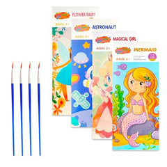 GLUN® Pack of 12 Children's Cartoon Water Magic Painting Book with Water-Based Marker, Different Magical Scenes