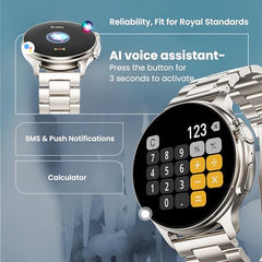 GOBOULT Crown R Pro 2 Smartwatch 1.43''HD AMOLED Display,BT Calling 5.2,600Nits Brightness,IP67,150+Watchfaces, 120+Sports Modes, AI Voice Assistant, SpO2 Monitoring(Charcoal Black)