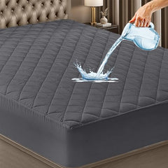 GADDA CO 100% Waterproof Premium Cotton Feel Mattress Protector King Size 78x72 Inch|Ultra Soft Breathable & Fitted Bed Protector Terry Cover Double Bed (6.5x6 feet, Fits 10 Inches, Grey)
