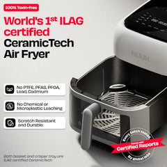 NUUK BRĪSK 6.5L 100% Toxin-Free Ceramic Air Fryer|ILAG® CeramicTech™|No Micro plastics, No PTFE, PFAS, PFOA|12 Cooking Presets|Digital Display|Shake Reminder|360° Even Cooking