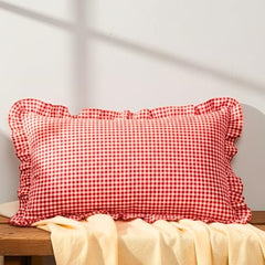 Sleepy Threads Pink Pillow Covers - Set of 2 | 27 x 18 Inch | Rectangular Checkered 220 TC Pillow Cases | Soft & Breathable with Envelope Closure | Throw Pillow Case for Sofa, Living Room, Bedroom