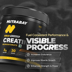 Nutrabay Pure Series Micronised Creatine Powder Monohydrate, Pre/Post Workout Bodybuilding, Crossfit Supplement, 250 g (Unflavoured)