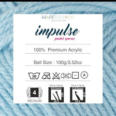 WOAFASHIONS - World of Arts Impulse Hand Knitting & Crochet Yarn, Premium Acrylic, 4 : Medium (Anchor Grey) (100gms / 3.5oz / 200mtr / 218yds)