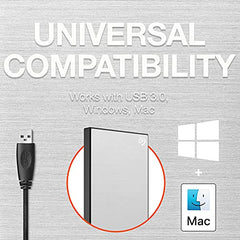 Seagate One Touch 2Tb External HDD with Password Protection Black, for Windows and Mac, with 3 Yr Data Recovery Services (Stky2000400), USB