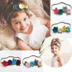 MOMISY Headbands Rose Soft Synthetic Hair bands for Girls, kids, Infants and Toddlers (PnkRmaPplKhki-St3)