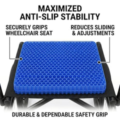 VEADONS Jumbo Gel Seat Cushion for Long Sitting, 20x20x1.9 inch Thick Honeycomb Wheelchair Cushion for Hip & Back Pain Relief, Breathable Non-Slip Chair Pad for Office, Car & Recliner