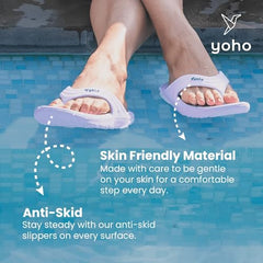 Yoho Drizzle Soft Slippers for Women, Mild Acupressure, Lightweight, Anti Skid & Slip, Diabetic Footwear for Woman, Home Wear Bathroom Chappal for ladies | Waterproof Monsoon & Rainy Footwear | Pastel Lavender - UK 5