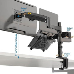 17-27" Gas Strut LED Monitor Desk Arm with Laptop Tray 360 Degree Swivel tilt