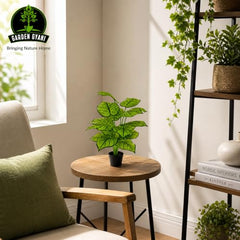 GARDEN GYANI Artificial Areca Palm Plant with Black Pot – 145 cm Tall Faux Tropical Decorative Plant with 35 Leaves for Home, Office & Living Room Décor