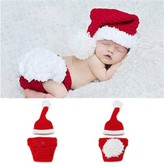 MOMISY Newborn Baby Photography Prop Croche Costume 2Pcs Handmade Knitted Hat Diaper Photographic Prop Outfit for Baby Bird-Red And White