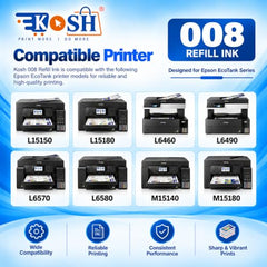 KOSH T664 Refill Ink Compatible for Epson L130, L310, L361, L380, L405, L565, L365, L485, L220, L360, L130, L130 and L380 Printers (4, Black Pack of 4)