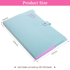 SYGA Cute Smiling Face Multi-Layer Accordion Bag Storage A4 Folder, Small Fresh Test Paper Bag Ticket Information Bag 12 Grids (Green)