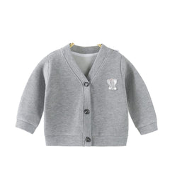 MOMISY Cotton Blend Baby Boy & Girls Sweater Jacket Front Open V Neck Cardigan-6 Months to 4 Years, Blue Green Pink Yellow (Grey, 3-4 Years)
