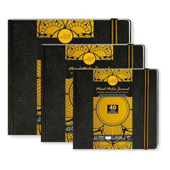 Zen Sangam - Portrait A4 Artists' 230GSM, (80 Pages) Mixed Media Art Journal - Sketch Book Stitched HardBound - Acid Free Cartridge Paper, Size (29.7cm x 21cm) Pencils,Chalk,Oil Pastels,Crayons-Black