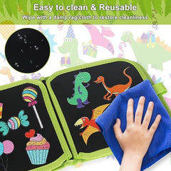 Erasable Doodle Book Set for Kids, Reusable Magic Drawing Book with Watercolor Pens, Road Trip Car Game Writing and Painting Set for Boys and Girls (Pink)