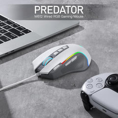 Redragon M612AK PRO RGB Gaming Mouse, 8000 DPI Wired/Wireless Optical Mouse with 9 Programmable Buttons & 7 Backlit Modes, BT & 2.4G Wireless, Software Supports DIY Keybinds Rapid Fire Button