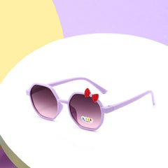 SYGA Children's Sunglasses Square Frame Bow-Knot Lens Eyewear Polygonal Kids Goggles Anti-UV Sunglasses (Beige)