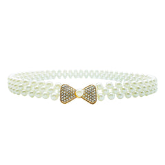SYGA Pearl Adjustable Waist Belt with Hollowed Tassel Detail, Suitable Size for Waist 24-34 INCH
