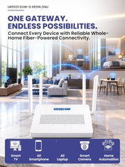 UBIQCOM UB5021GV XPON ONT Optical Network Terminal, 1GE + 1 POTS, GPON Fiber Broadband Modem with VoIP Voice Support, SC/UPC Connector, FTTH ONT for Home & SOHO Users