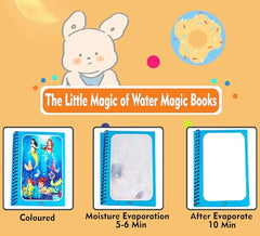 GLUN® Pack of 12 Children's Cartoon Water Magic Painting Book with Water-Based Marker, Different Magical Scenes