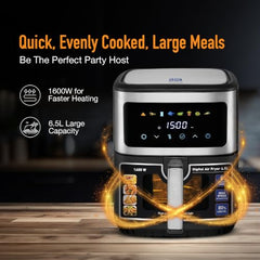 KENT Digital Air Fryer 5L | 1400W | Bake, Grill & Roast | Up to 80% Less Oil Usage | 8 Preset Menu | Rapid Heat Circulation | Digital Display & Touch Control Panel | Glass Window with in built Light