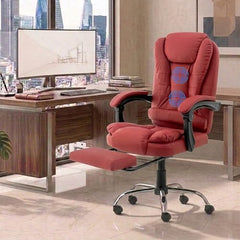 Casa Haus Italia Premium Leatherette Office Chair for Work | Boss Chair, Ergonomic Executive, Luxurious Cushioned Arms & Seat, 2 Point Back Massager, Heavy Duty Metal Base (Burgundy)
