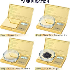 Cason Digital Pocket Scale for Gold Jewellery, Portable Mini Weighing Machine with 0.01G to 500G Precision, Small Grams Measuring Scale for Jewellery, with Auto Calibration, Tare Function(Gold)