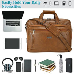 Hard Craft Vegan Leather Office Laptop Messenger and Shoulder Side Sling Hand Bag For Men Corporate Executive Briefcase Bag For Man Supports Laptop Upto 15.6 inches
