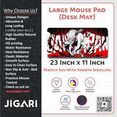 JIGARI Extended Anime Large Mouse Pad (11 x 23 Inch) | Gaming Mousepad for Laptop, Desktop & Keyboard | Smooth Surface | Anti-Slip Rubber Base (Zoro - Sword Master - One Piece (P08))