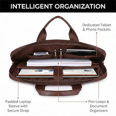 EXIM Prime Laptop Bag for Men Office Use| Office Bag for Men| Vegan Leather Laptop Messenger Bag| Fits Up to 13 to 14 Inch Laptop| Business Briefcase with Handle and Shoulder Strap (Shaded Brown)