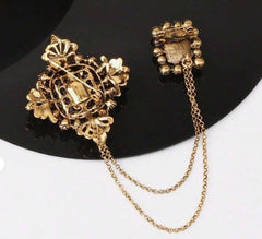 SYGA Men's & Women Suit Shirt Stud Lapel Pin Chain Tassel Brooch Pin with Crystal Chain(Green Diamond)