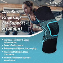 AccuSure Premium Knee Support for Men & Women –Compression Brace with 1-Year Warranty for Pain Relief, Arthritis, Injury Recovery, Sports, Running & Joint Stability -Small