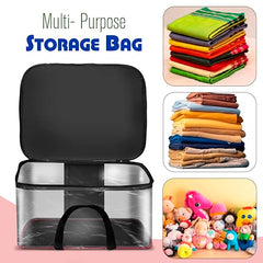 SNDIA 2 Pack 33L Transparent Clothes Storage Bags | Underbed Storage | Moisture Proof , Clothes Organizer for Lehengas, Dresses & Wardrobe Storage with Strong Zipper (RedBlack, 39x34x21cm)