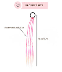 SYGA Cute Girl Colorful Wig Hair Rope Princess Twisted Braid Elastic Hairband Ponytail Headdress Fashionable Children's Hair Accessories(Gradient Pink Gold)