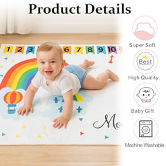 MOMISY Baby Milestone Blanket and Props for Baby's |1 to 12 Months Prop |Baby Bedding |Ac Room Blanket for Summer|Newborn| Infants Winter Blanket(RainbowBalloon)