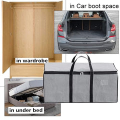 Storite Jumbo Super-Size 81 L Canvas Moisture Proof Heavy Duty Storage Bag | for Toys/Stationery/Blankets/Clothes/Moving Bags MultiPurpose With Strong Reinforced Handles Rectangular Cream (87x26x36 cm)