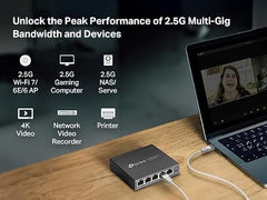 TP-Link TL-SG105S-M2 | 5-Port 2.5G Multi-Gigabit Unmanaged Network Switch, Ethernet Splitter | 2.5G Bandwidth | Plug & Play | Desktop/Wall-Mount | Fanless Metal Design | Limited Lifetime Protection