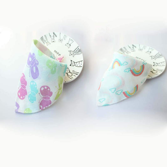 SYGA Pack of 2 Bibs Bandana for Bibs and Teething for Girls and Boys(Butterfly and Rainbow)