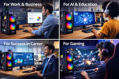 TECNICO AI Desktop PC | Core i7-4770 3.2 GHz | 8GB DDR3 RAM | 256GB SSD | 5G WiFi + Bluetooth | Windows 11 Pro | High Cooling Dual RGB Fan Cabinet(No Monitor, Keyboard, Mouse & Speaker)