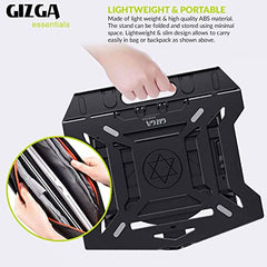 GIZGA Essentials Laptop Stand Riser for 12 to 15.6 Inch Laptop, MacBook, Tablet| Ergonomic Height/Angle Adjustable Stand with Phone Holder, Heat Dissipation, Anti-Slip Base, Portable Lightweight ABS