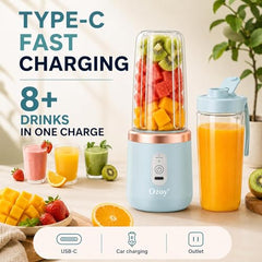 Juicer for Home ^ Lacossi Juicer Mixer Grinder with 1500mAh Battery, 6 Blades 3Gears Fast Blending, 2-Jar Capacity (400ml*2) | 40 Watts Bullet Rechargeable Portable Personal Juicer