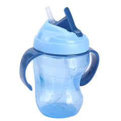 Syga Silicone 260 ml Kids Toddlers Water Bottle Cup, Handle Training Learning Gourd-Shaped Drinking Straw Bottle (Blue)