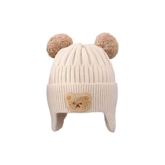 MOMISY Baby Beanie Winter Hat, Rainbow Warm Toddlers Beanies for Kids Boys & Girls Woolen Knitted Cap (6 Months - 2 Years) (Bear Beige)