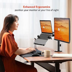 Artikel Double Monitor Desk Mount | Adjustable Heavy Duty Monitor Arms | VESA Mount with C Clamp & Grommet Mounting Base | Computer Monitor Stand for Screen up to 27 inch | Table Mounted | Black