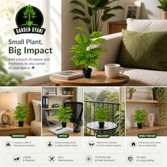 GARDEN GYANI Artificial Areca Palm Plant with Black Pot – 145 cm Tall Faux Tropical Decorative Plant with 35 Leaves for Home, Office & Living Room Décor
