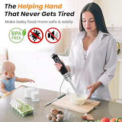 INALSA Hand Blender Mixer|1350W Copper Motor|Chopper,Coffee Beater/Frother,Whisker&Jar Attachment|Low Noise|20 Speed Control&Turbo Mode|BPA Free|Anti-Splash|2-Yr Warranty,Robot INOX 1350 Blend N Froth