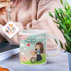 Gift for Daughter Birthday Special Birthday for Daughter Printed Cushion(12 inch X 12 inch with Filler with Keychian) Girls Pillow Daughters Day for Daughter and Girls AT-7