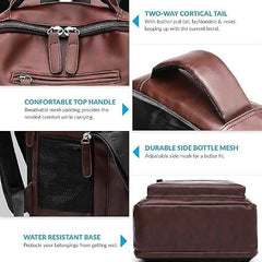 Treggo Premium 30L Anti-Theft Faux Leather Laptop Backpack for Men & Women, Water Resistant Large Travel Daypack, College School Office Casual Backpack with Laptop Compartment