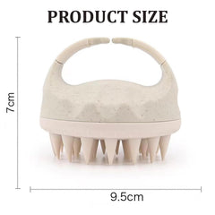MOMISY Scalp Massager Shampoo Brush, Eco-Friendly Wheat Straw Body With Soft Silicon Bristles, Hair Scalp Scrubber, Scalp Exfoliator | Dandruff Removal (Beige)